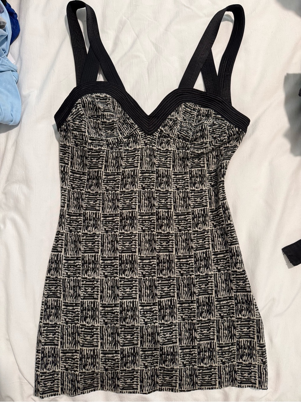 Alexander Wang Black and Cream Checker Knit Tank